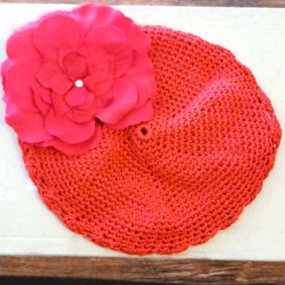 Infant Red Crochet Beret